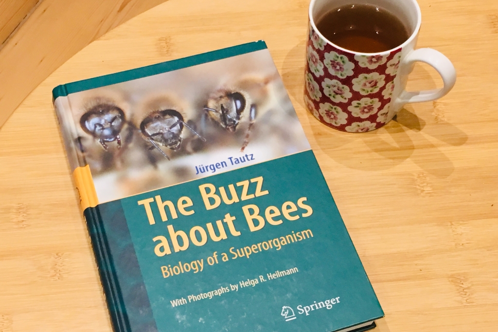 The cover of the book titled "The Buzz about Bees" by Jurgen Tautz